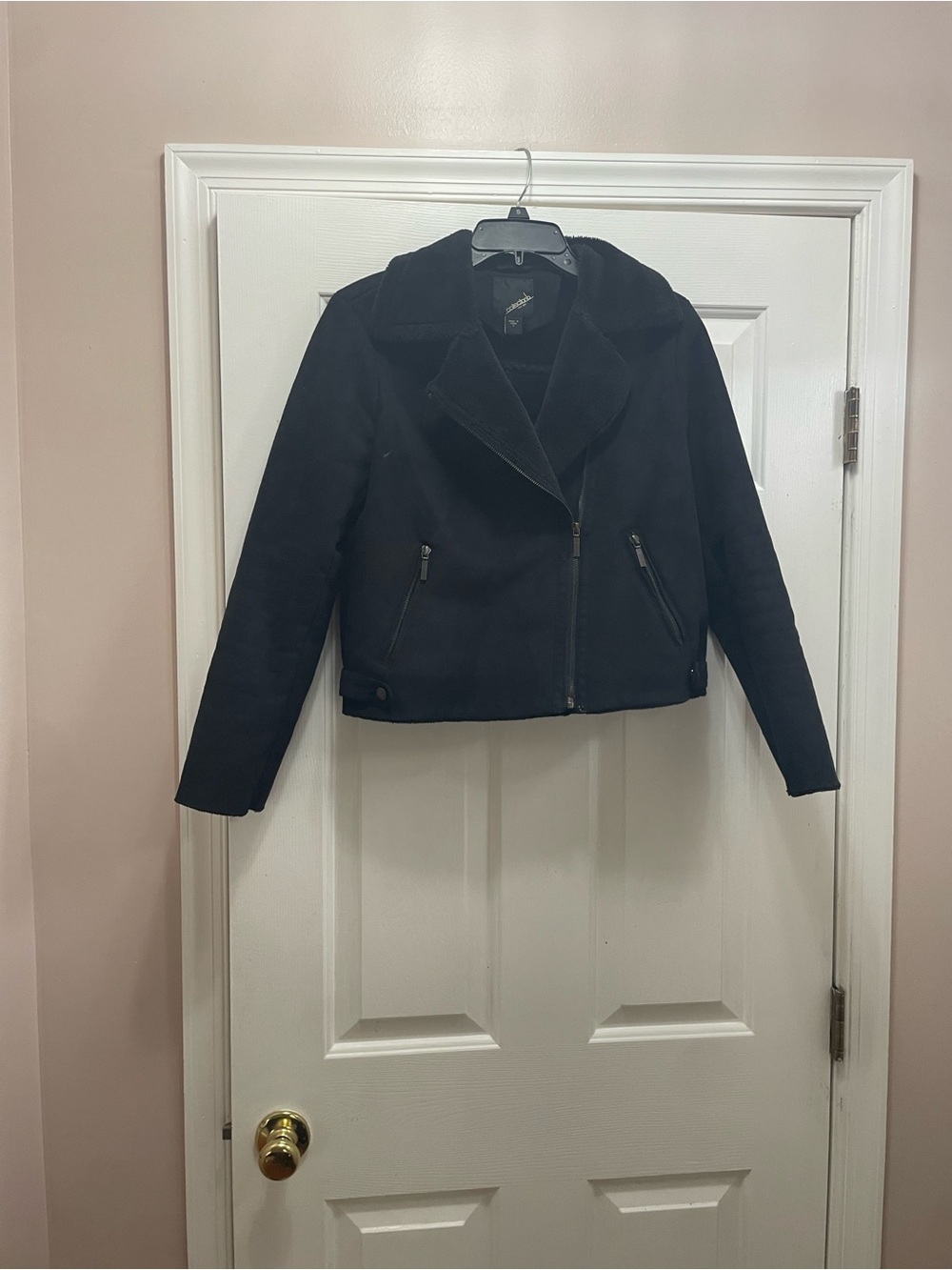 Collection B Black Moto-Style Women's suede fur Jacket